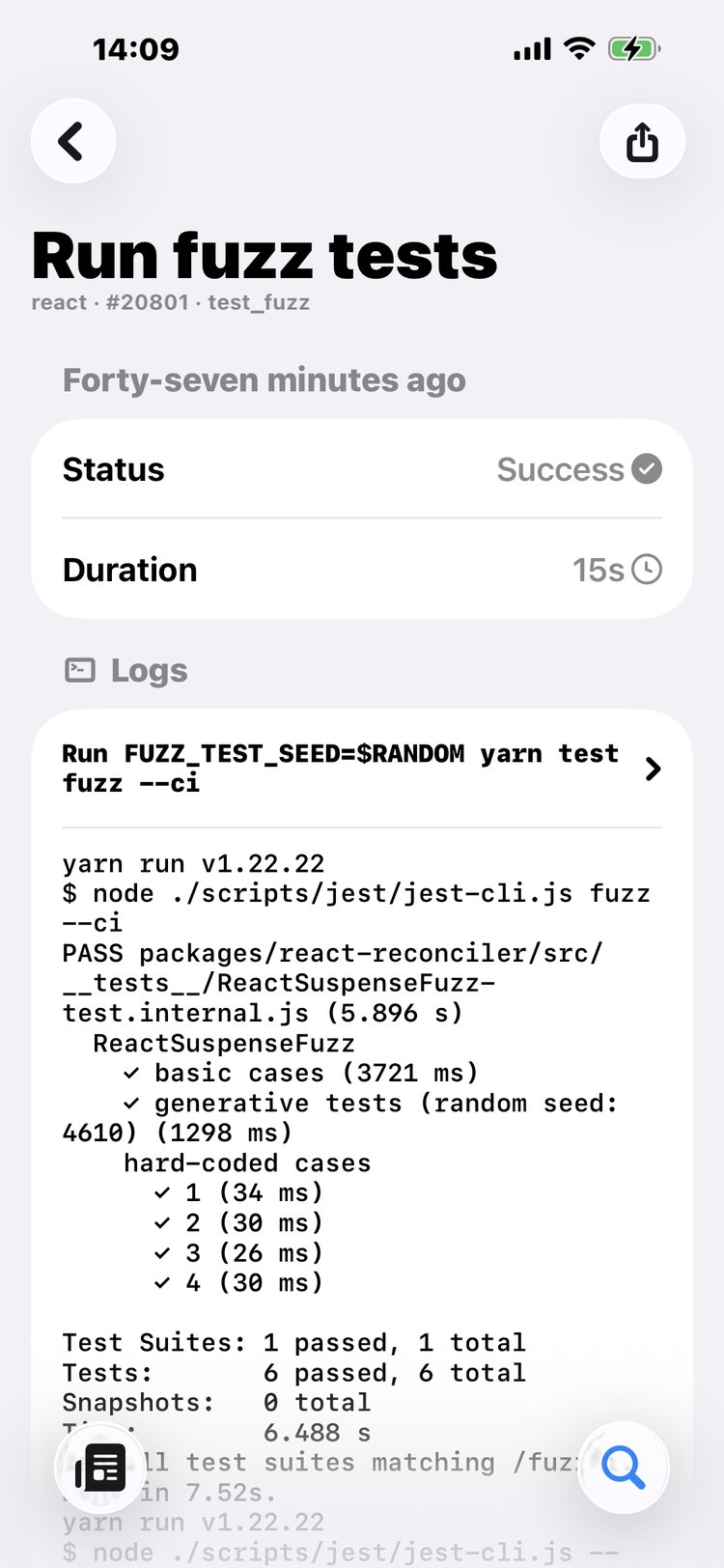 Actions job log on Octodoge