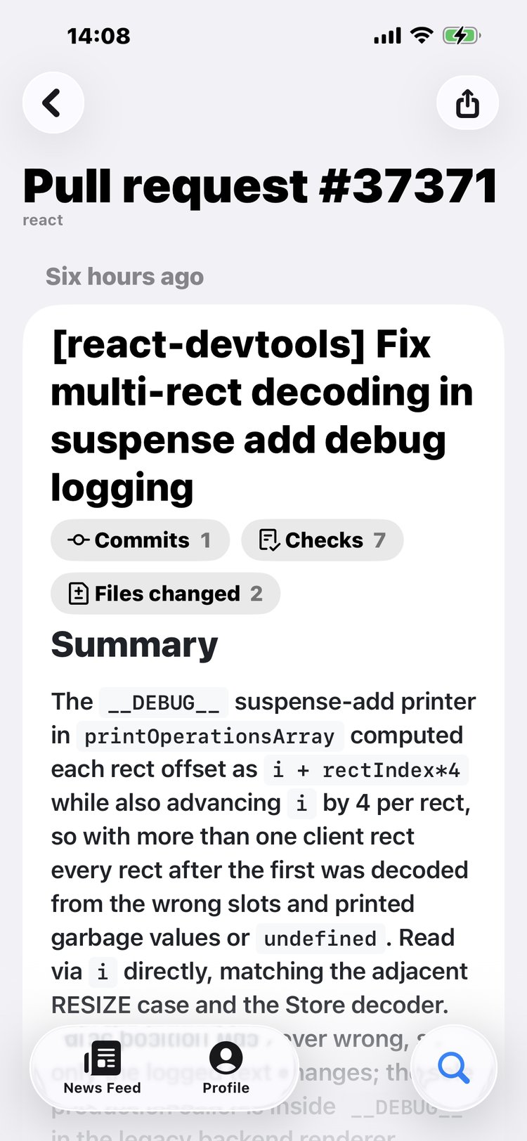 Pull request detail for React on Octodoge